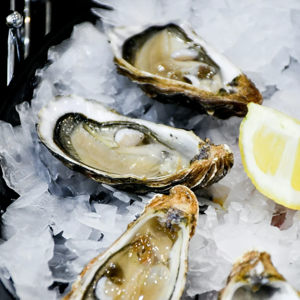 Raw oyster on ice – top natural source of zinc for men’s health and testosterone
