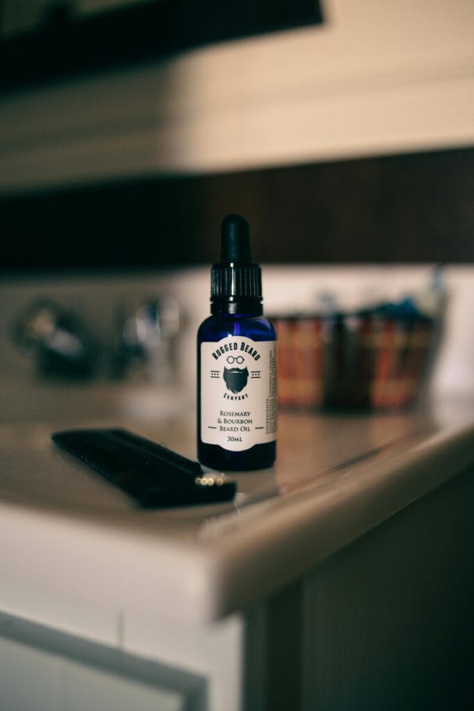 beard oil in table